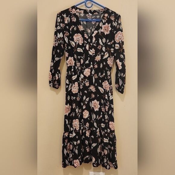 EUC Old Navy Printed Button-Front Waist-Defined Midi Dress, Size S - Picture 2 of 4